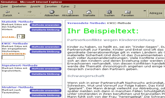 Simulation: Automatische Textzusammenfassung