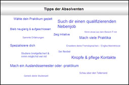 Kleinansicht Tagwolke: Tipps der Absolventen